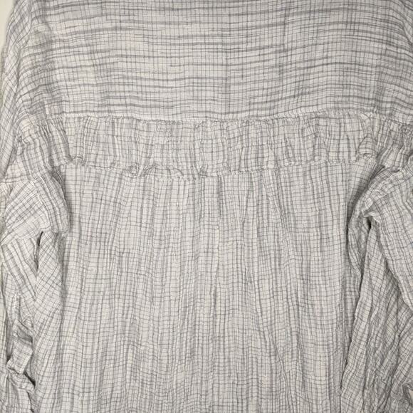 Cottagecore Prairie Plaid Ruffle Button Front Blouse Preppy Minimalist Medium - Picture 4 of 7